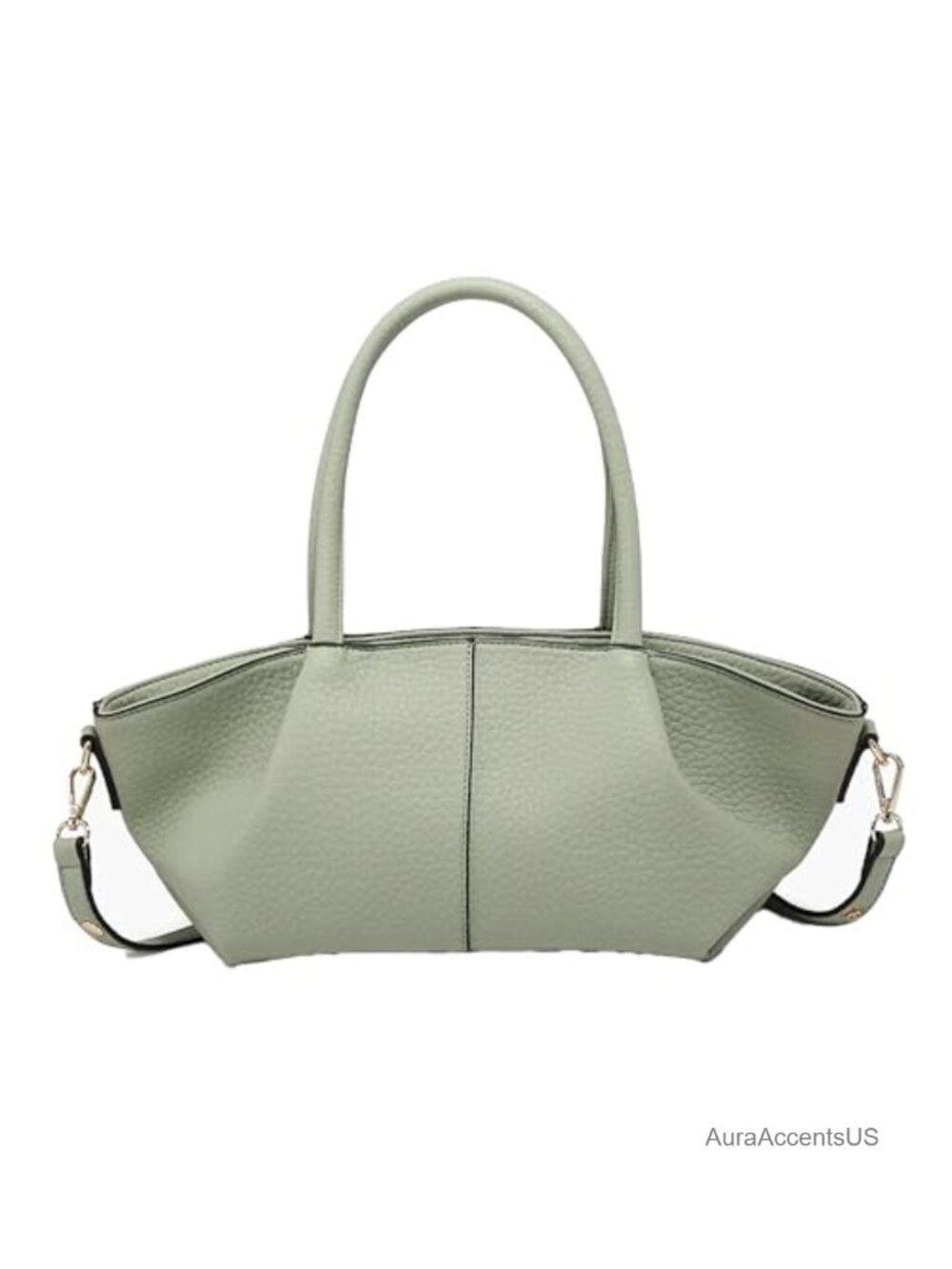 Vegan Leather Baguette Handbag with Crossbody Strap